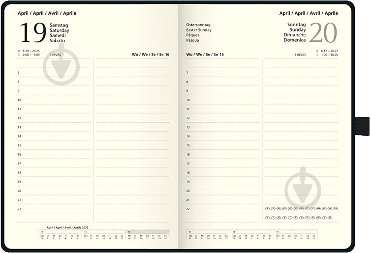 Щоденник датований чорний лінія Brunnen Euro Kompagnon A5 2020 10-764 66 - фото 3