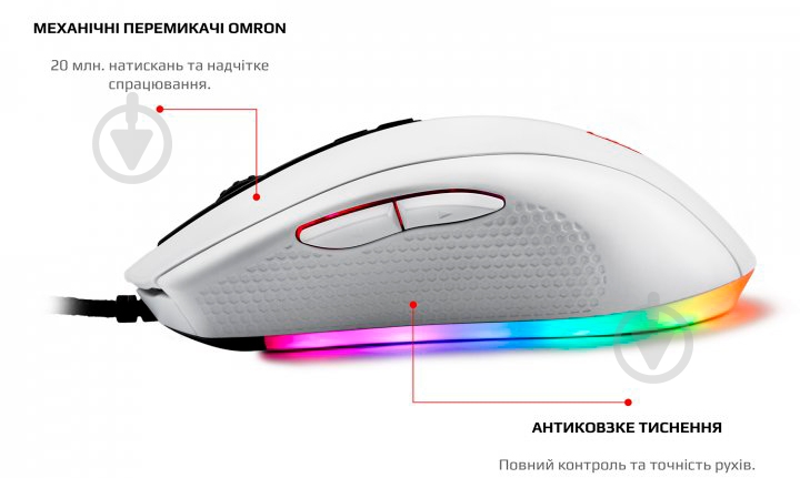 Мышь Motospeed V60 White USB (mtv60w) - фото 6 Мышь Motospeed V60 White USB (mtv60w) - фото 6