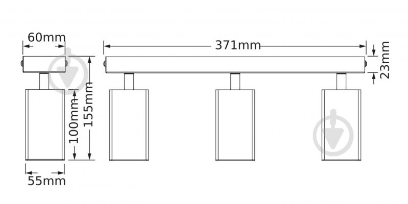 Спот Osram Angular 3xGU10 черный - фото 3