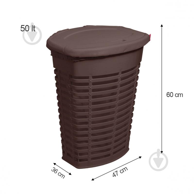 Корзина для белья PRIMANOVA Palm 50 л коричневая - фото 2 Корзина для белья PRIMANOVA Palm 50 л коричневая - фото 2