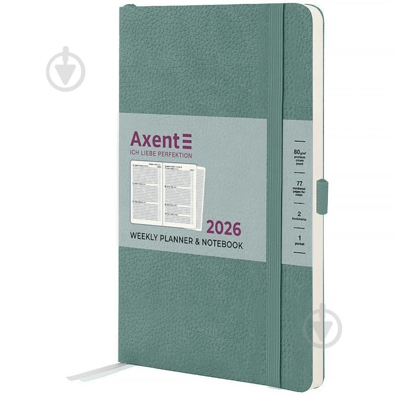 Еженедельник датированный Partner Soft Skin Axent A5 2026 8509-26-48-A серо-лазурный - фото 1 Еженедельник датированный Partner Soft Skin Axent A5 2026 8509-26-48-A серо-лазурный - фото 1