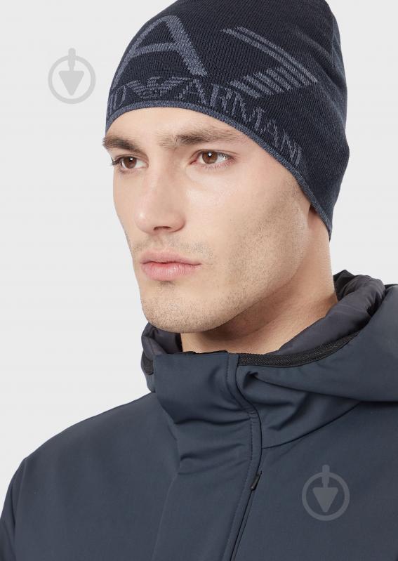 Шапка EA7 Knitted_Beanie_Hat 275893-9A301-02836 р.L темно-синий - фото 4