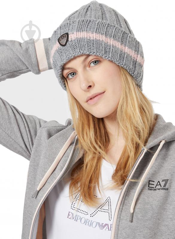 Шапка EA7 Knitted_Beanie_Hat 285608-9A316-00945 р.S сірий - фото 3