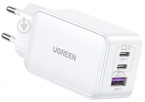 Зарядний пристрій UGREEN CD244 USB-A+2xUSB-C 65W GaN Tech Fast Charger (15334) - фото 3