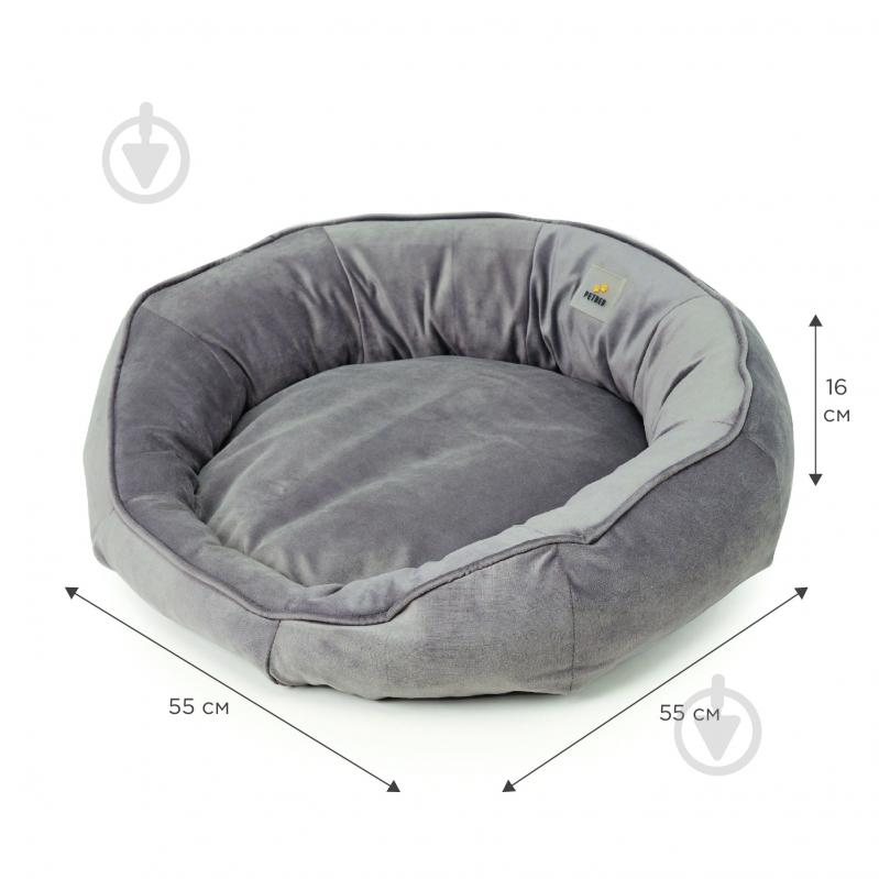 Лежак PETBED Бублик S 55х55 см h-16 см велюр темно-серый - фото 2