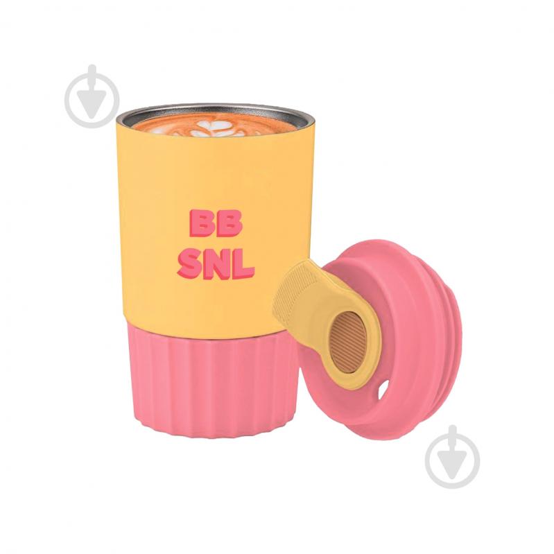 Термочашка BB SNL рожева с жовтим 350 мл - фото 1