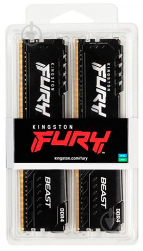 Оперативная память Kingston DDR4 SDRAM 32 GB (2x16GB) 3733 MHz (KF437C19BB1K2/32) Fury Beast Black - фото 8