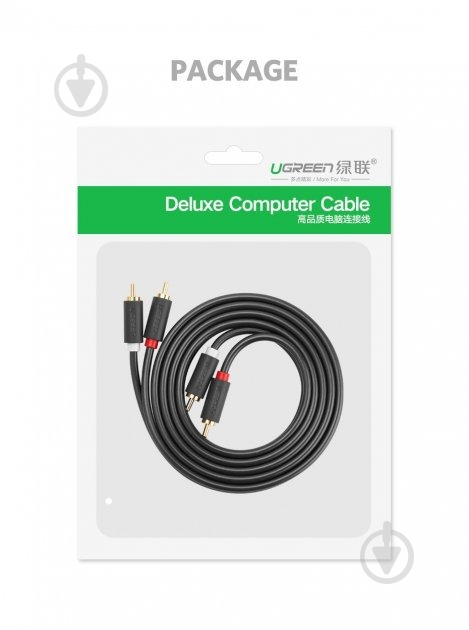 Кабель UGREEN AV104 2 RCA Male to 2 RCA Male Audio Cable 1 м black (30747) - фото 8