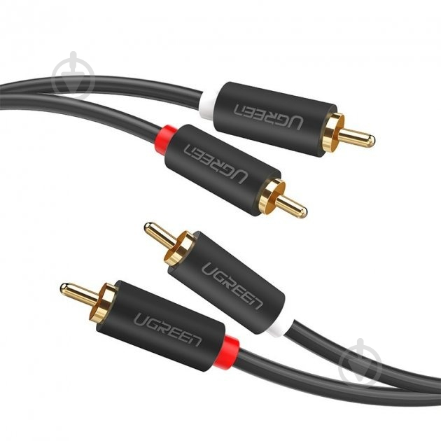 Кабель UGREEN AV104 2 RCA Male to 2 RCA Male Audio Cable 1 м black (30747) - фото 1