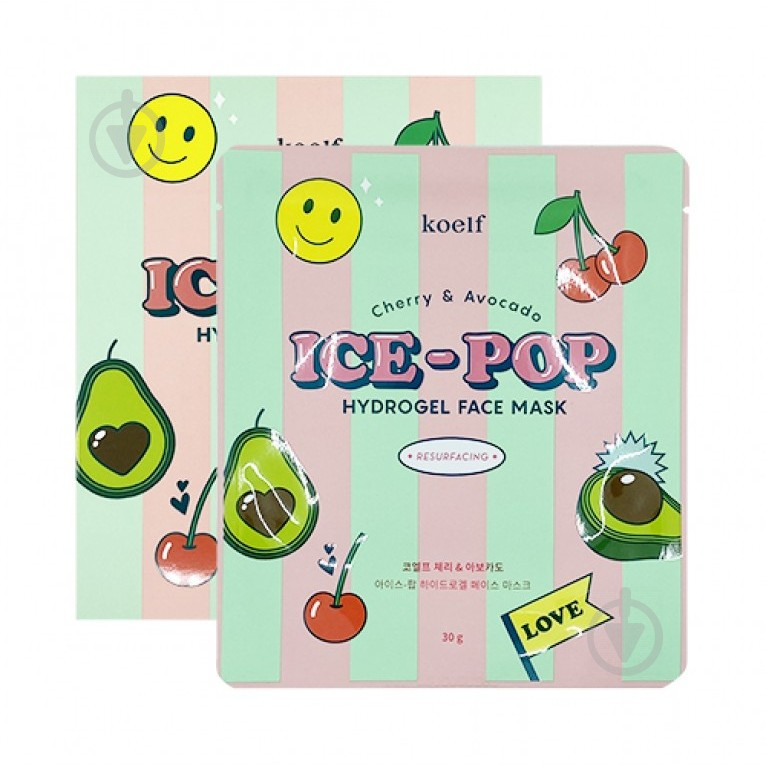 Маска для обличчя Koelf Ice-Pop Cherry & Avocado Hydrogel Face Mask Гідрогелева з вишнею й авокадо 30 г - фото 1