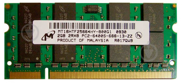 Оперативная память Micron SODIMM DDR2 2 GB (1x2GB) 800 MHz (MT16HTF25664HY-800G1) - фото 1