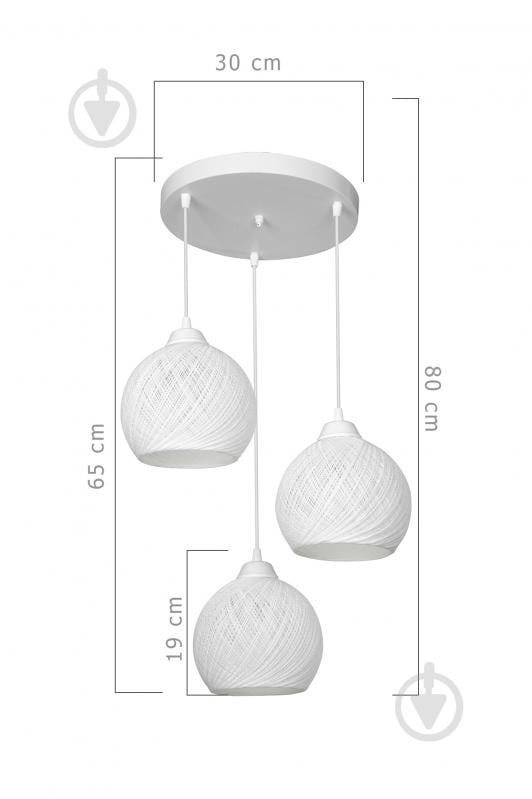 Подвес Luna Yumak Round 3x60 Вт E27 белый MDL.4288 - фото 4