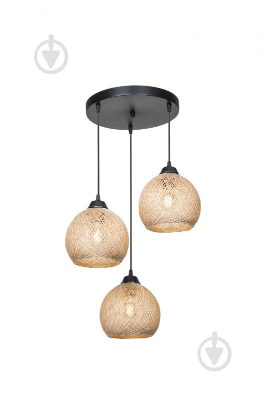 Подвес Luna Yumak Round 3x60 Вт /Е27 черный/кофе MDL.4289 - фото 2