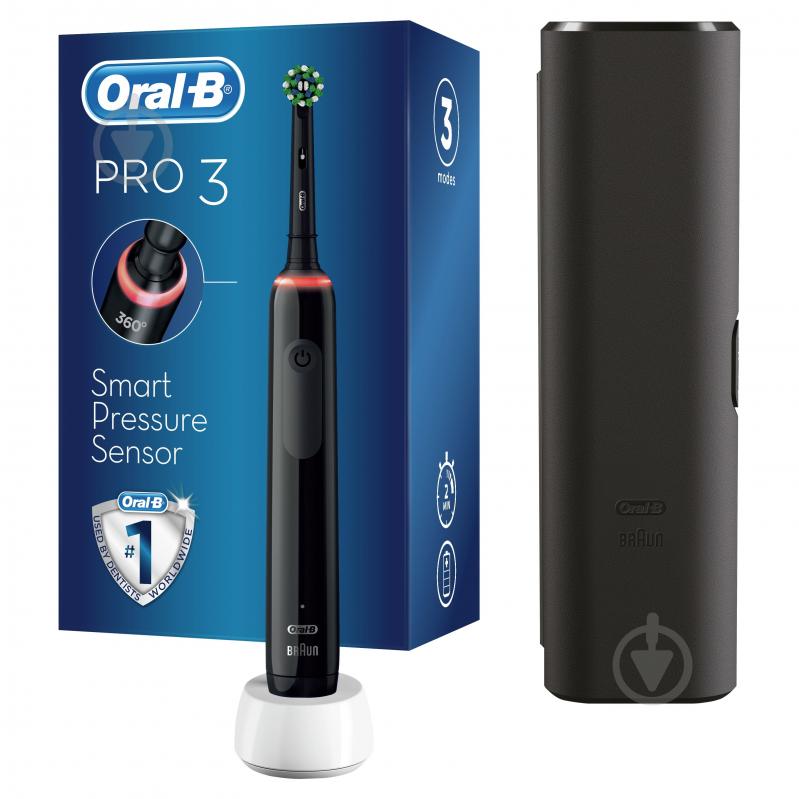 Электрическая зубная щетка Oral-B Pro 3 3500 СrossAсtion черная + чехол - фото 1