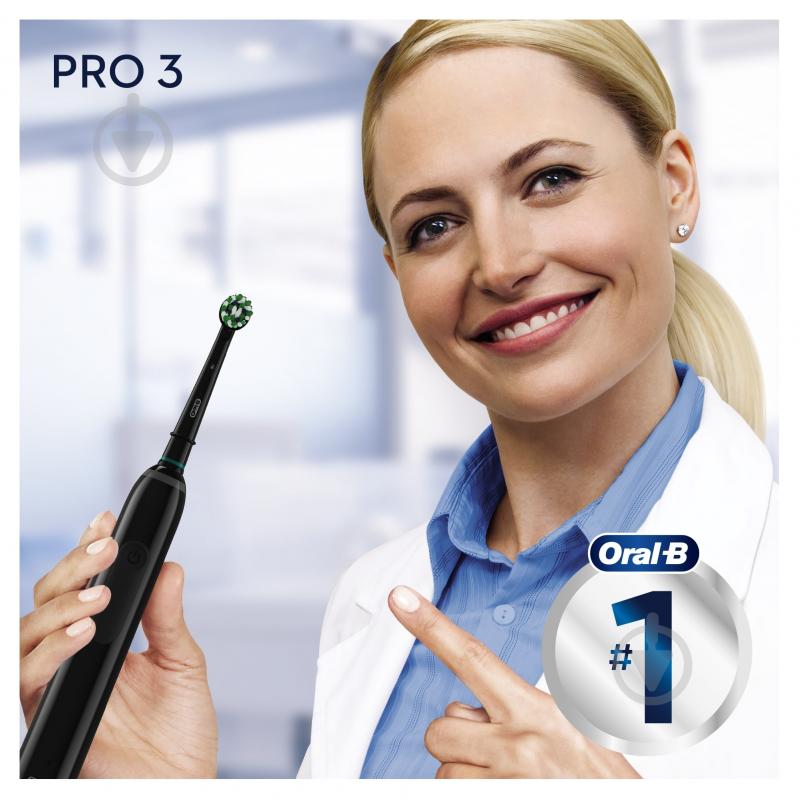 Электрическая зубная щетка Oral-B Pro 3 3500 СrossAсtion черная + чехол - фото 10