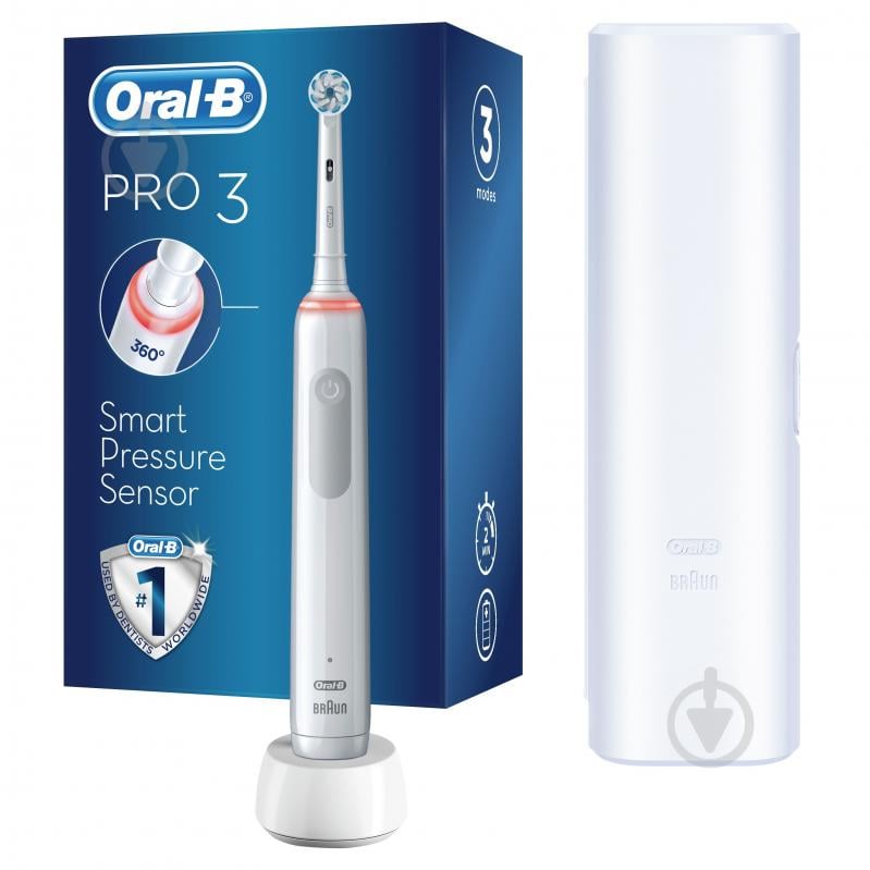 Електрична зубна щітка Oral-B Pro 3 3500 Sensitive Clean біла + чохол - фото 1