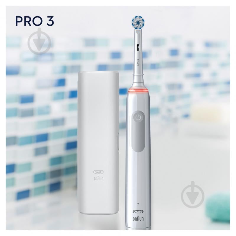 Електрична зубна щітка Oral-B Pro 3 3500 Sensitive Clean біла + чохол - фото 9