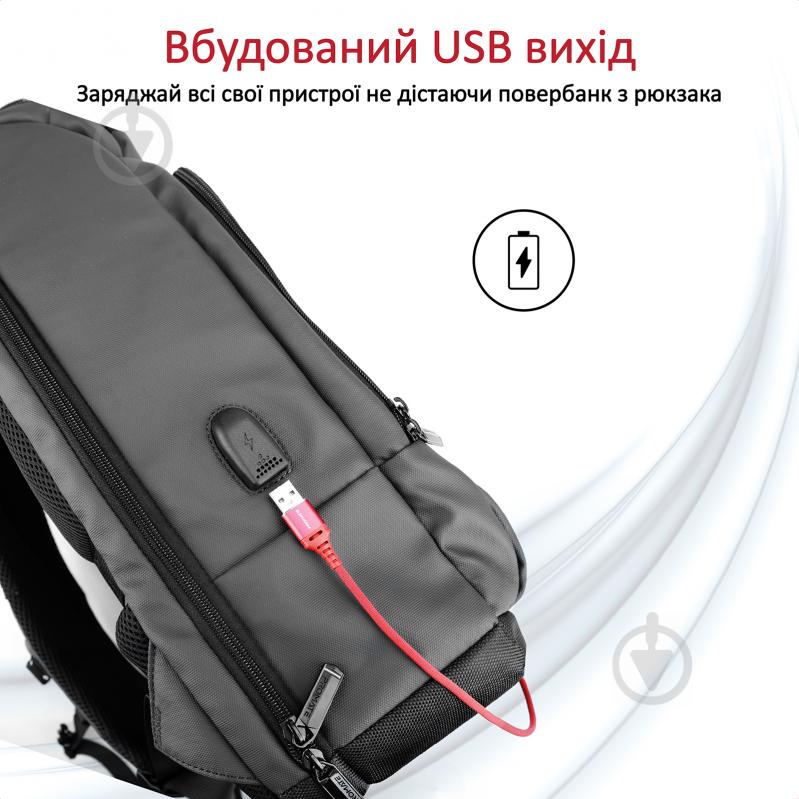 Рюкзак для ноутбука Promate TrekPack-BP 17.3" black (trekpack-bp.black) TrekPack-BP - фото 6