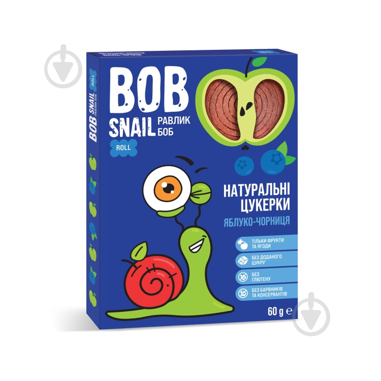 Конфеты BobSnail натуральные яблочно-черничные 60 г - фото 1