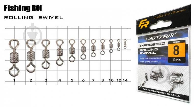 Вертлюг Fishing ROI 43 кг 10 шт. IMPRESSED ROLLING SWIVEL №2 - фото 1