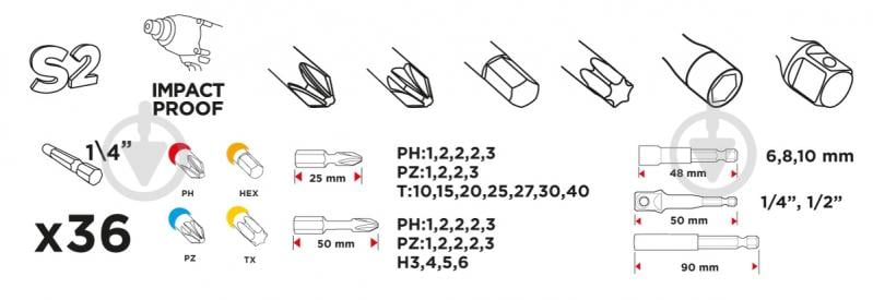 Набір біт GRAPHITE 36 шт. 56H560 - фото 6 Набір біт GRAPHITE 36 шт. 56H560 - фото 6
