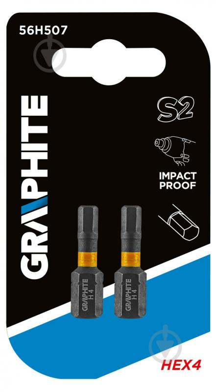 Бита GRAPHITE HEх4 х 25 мм 2 шт. 56H507 - фото 2 Бита GRAPHITE HEх4 х 25 мм 2 шт. 56H507 - фото 2
