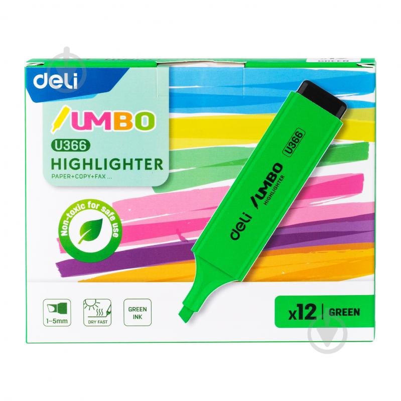 Маркер текстовый Deli UMBO 1-5 мм зеленый EU366-GN - фото 4