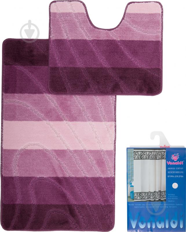 Набор ковриков Vonaldi Colorline Bari Grape + штора для душа - фото 1