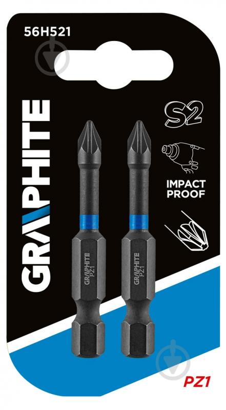Бита GRAPHITE PZ1 х 50 мм 2 шт. 56H521 - фото 2 Бита GRAPHITE PZ1 х 50 мм 2 шт. 56H521 - фото 2