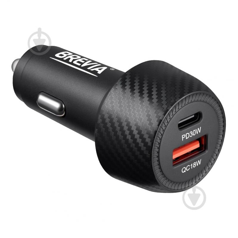 Зарядний пристрій — адаптер прикурювача-USB Brevia ePower Dual Carbon 48W 1xUSB-C+1xUSB-A 46048CUB - фото 1