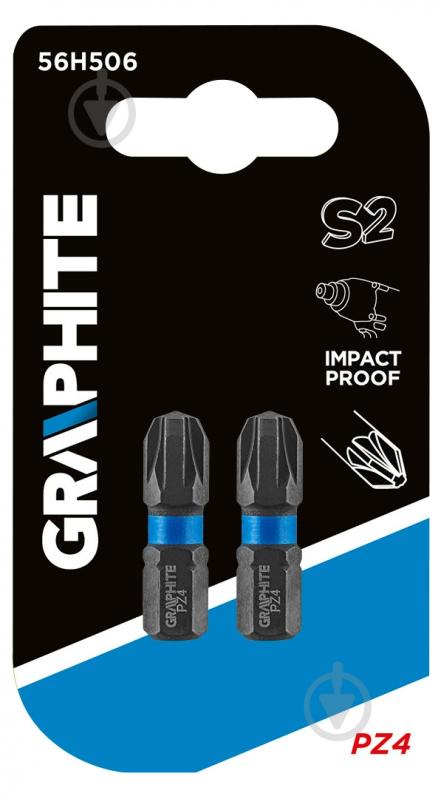 Бита GRAPHITE PZ4 х 25 мм 2 шт. 56H506 - фото 2 Бита GRAPHITE PZ4 х 25 мм 2 шт. 56H506 - фото 2