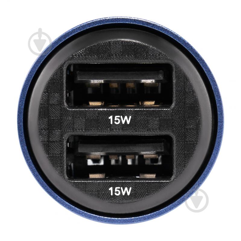 Зарядное устройство — адаптер прикуривателя-USB Brevia ePower DualDrive 15W 2xUSB-A, прозрачный синий 46515DUBL - фото 4