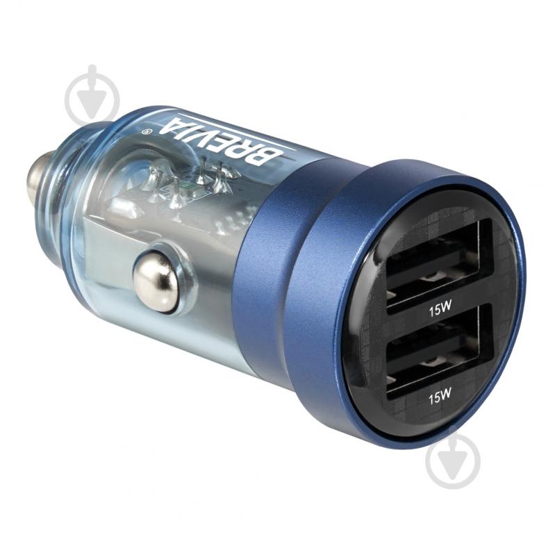 Зарядное устройство — адаптер прикуривателя-USB Brevia ePower DualDrive 15W 2xUSB-A, прозрачный синий 46515DUBL - фото 5
