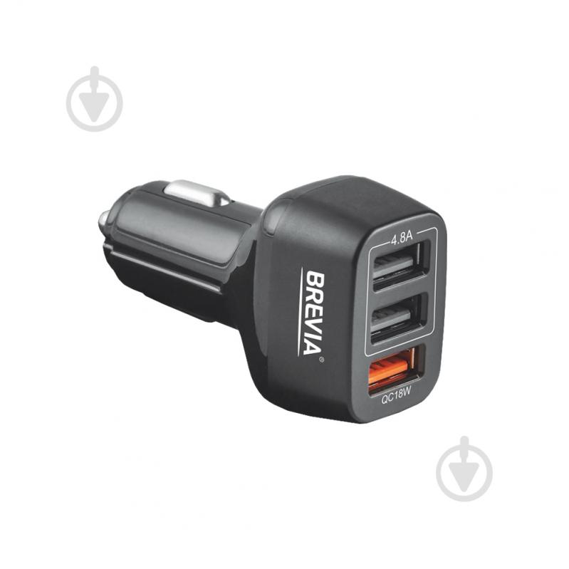 Зарядное устройство — адаптер прикуривателя-USB Brevia ePower TriDrive 42W 3xUSB-A черный 46042TUB - фото 1