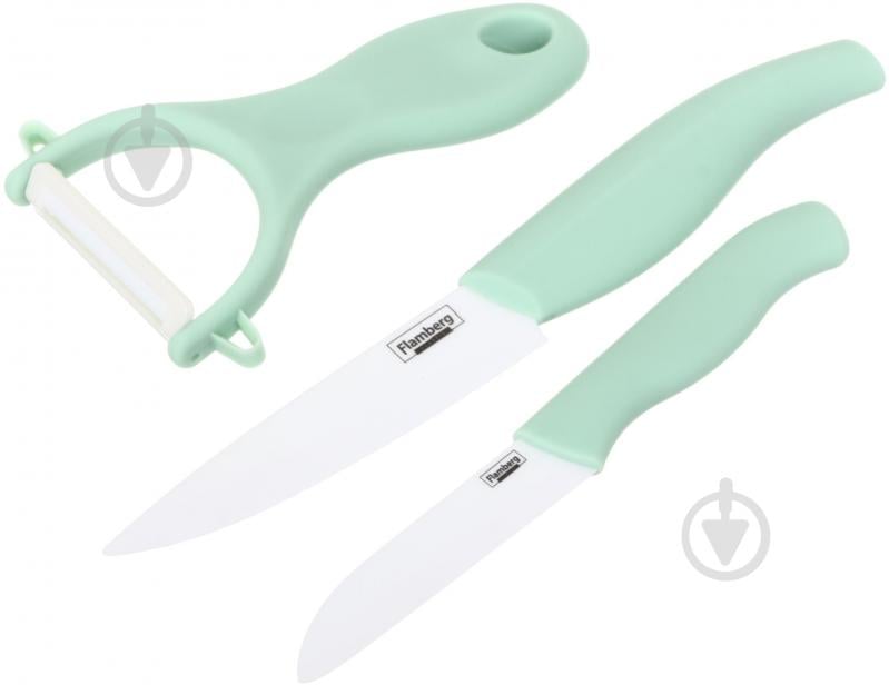 Набір ножів Smart Kitchen by Flamberg 2 шт + овочерізка зелений - фото 1