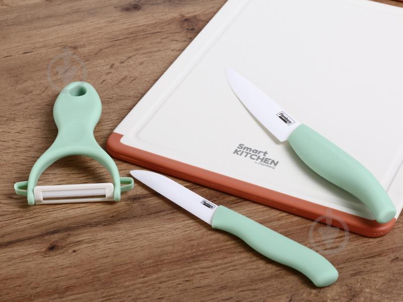 Набір ножів Smart Kitchen by Flamberg 2 шт + овочерізка зелений - фото 9