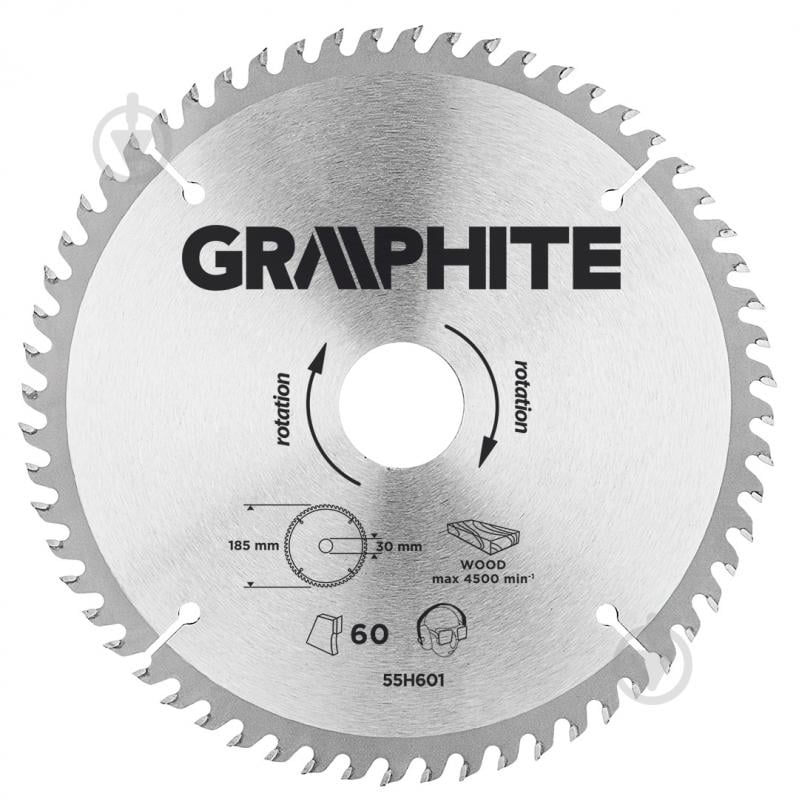 Пиляльний диск GRAPHITE 185x30x2,4 Z60 55H601 - фото 1