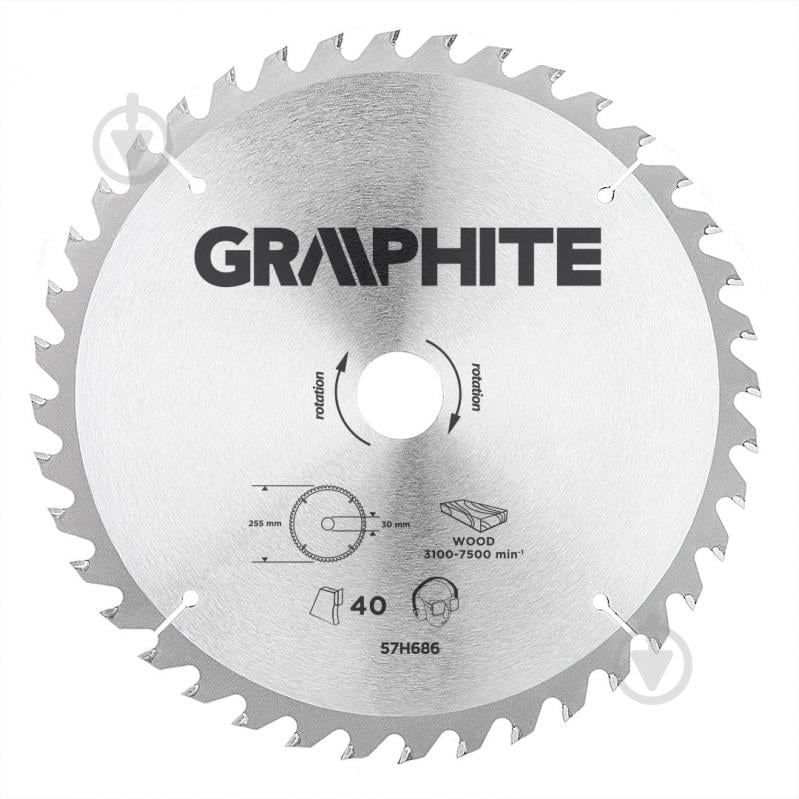 Пиляльний диск GRAPHITE 255x30x2,2 Z40 57H686 - фото 1