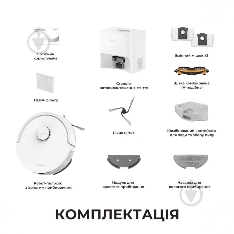 Робот-пылесос моющий DREAME Bot F20 Plus White white - фото 12