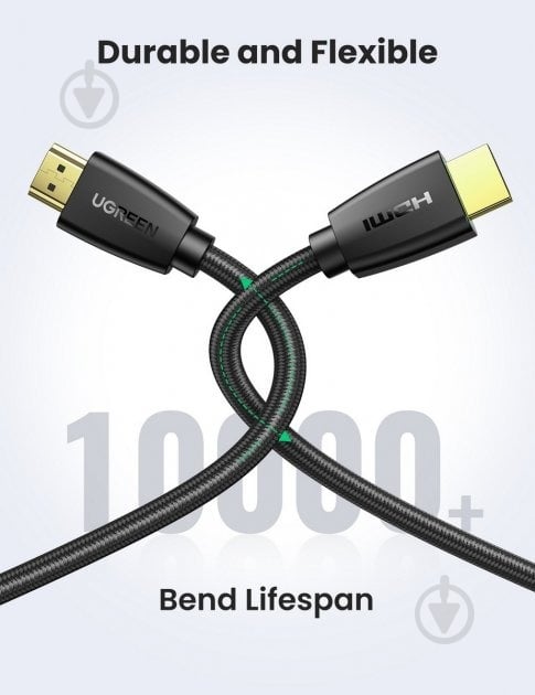 Кабель UGREEN HD118 HDMI High-End Cable Nylon Braid 2 м black (40410) - фото 3