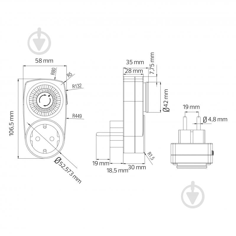 Таймер механический HOROZ ELECTRIC TIMER-1 - фото 2