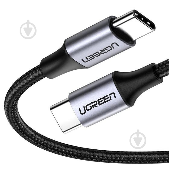 Кабель UGREEN US261 USB Type-C to USB Type-C 60W Round Cable Nickel Plating Aluminum Shell 3A 0,5 м black (50149) - фото 2