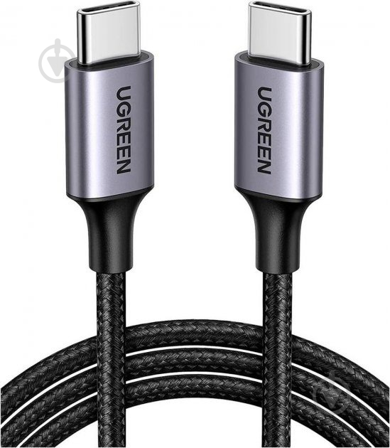 Кабель UGREEN US261 USB Type-C to USB Type-C 60W Round Cable Nickel Plating Aluminum Shell 3A 0,5 м black (50149) - фото 1