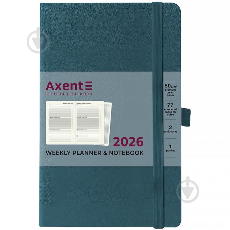 Щотижневик датований Axent Partner Strong A5 2026 8505-26-63-A лазурний - фото 1 Щотижневик датований Axent Partner Strong A5 2026 8505-26-63-A лазурний - фото 1