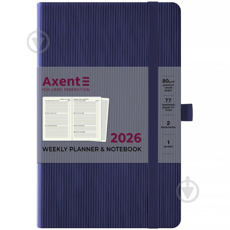 Щотижневик датований Partner Lines Axent A5 2026 8515-26-02-A темно-синій - фото 1