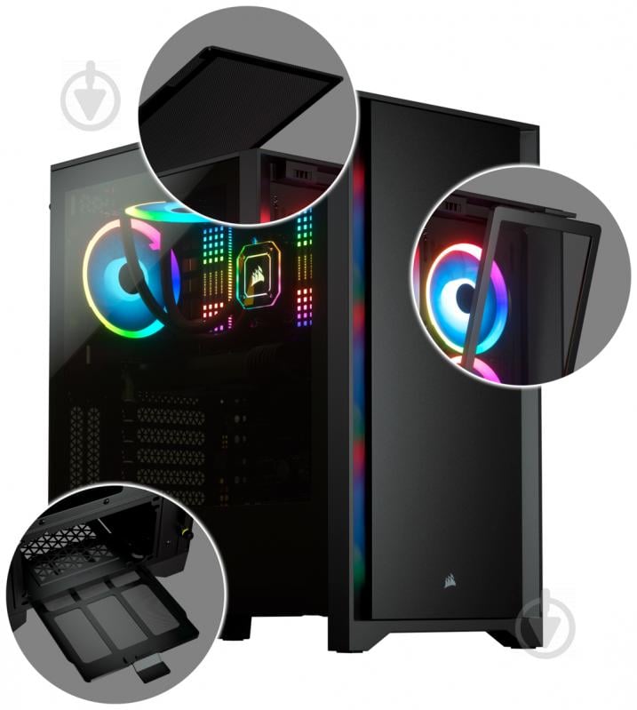 Корпус Corsair 4000D Tempered Glass Black (CC-9011198-WW) - фото 19