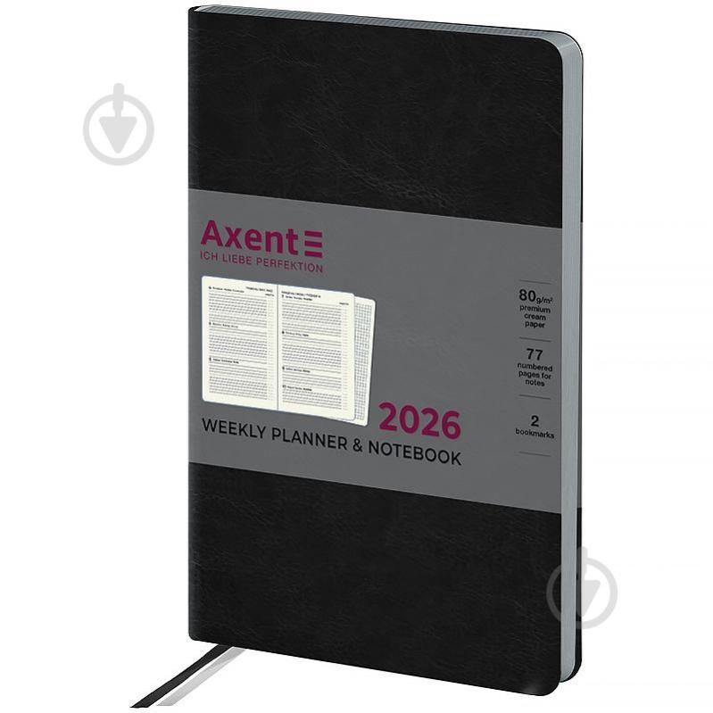 Щотижневик датований Partner City Soft Axent A5 2026 8521-26-01-A чорний - фото 3