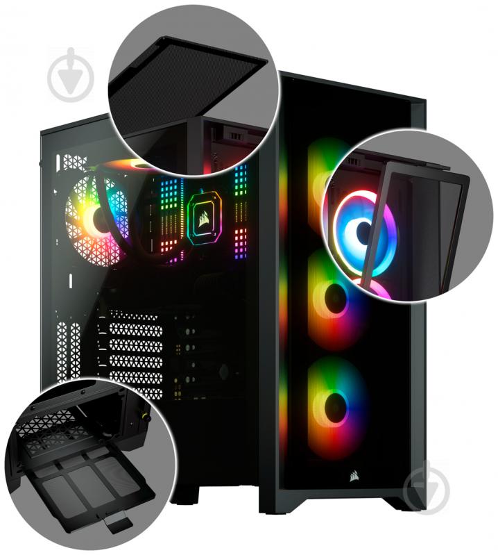 Корпус Corsair iCUE 4000X RGB Tempered Glass Black (CC-9011204-WW) - фото 14