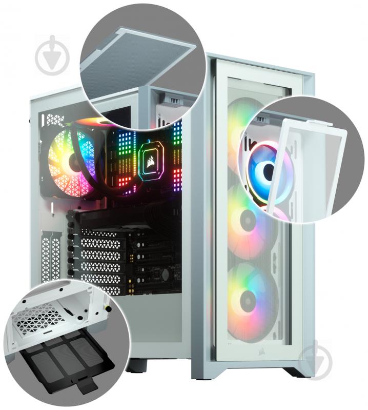 Корпус Corsair iCUE 4000X RGB Tempered Glass White (CC-9011205-WW) - фото 10