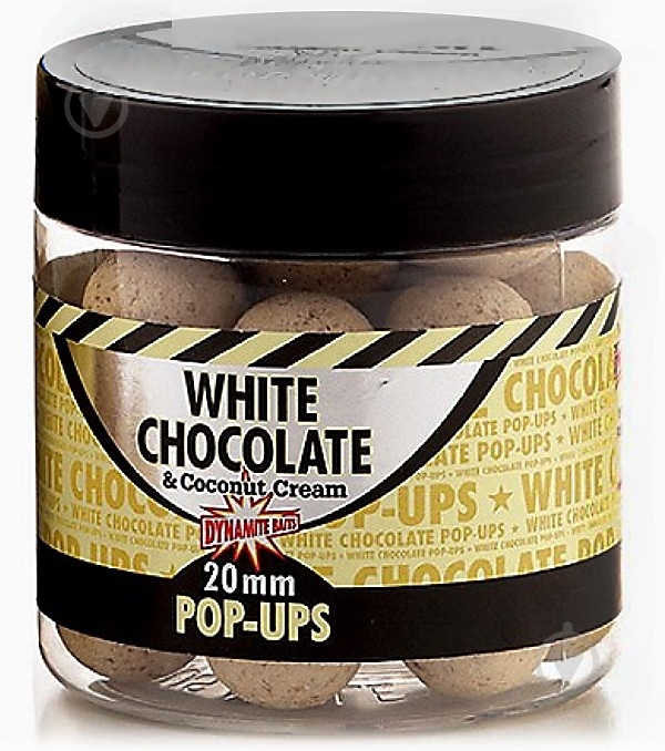 Плаваючі бойли Pop-Up Dynamite Baits White Chocolate & Coconut Cream 100 г шоколад білий/ кокос DY657 - фото 1